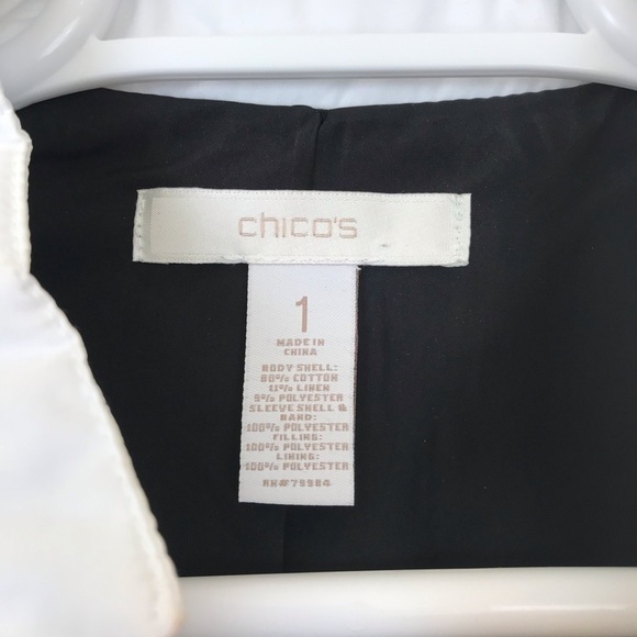 Chicos Black White Trim Tweed Jacket 1 Medium 8 - Picture 5 of 8